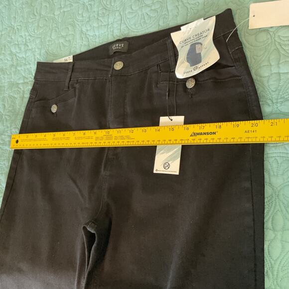 Curve Appeal Womens High Rise Flare Denim Jeans Black Size 16 New With Tag - Picture 14 of 16